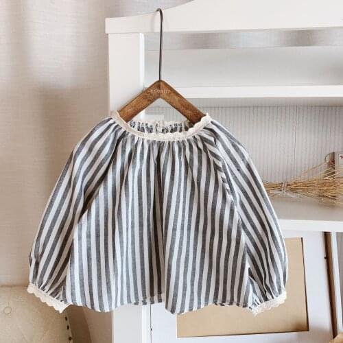 2019 Spring Toddler Girl Blouse Stripe Japan&korean Kids Clothings Sweet Clothes