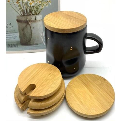 4 Size Creative Cup Lid Bamboo Wood Silicone Lid Mug Milk Tea Cup Lid Free Shipping#202164