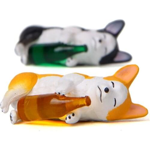4 Pcs/set Warm Drunk Man Corgi Husky Bottle Fgure Toy Doll Decoration Korean Version Creative Baking Gardening Landscaping Doll