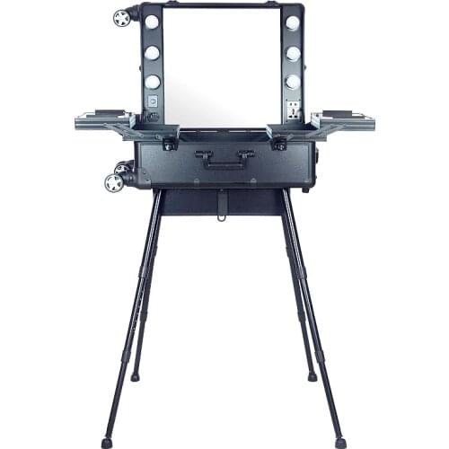 Aluminium aluminum makeup case with 4 stands / legs