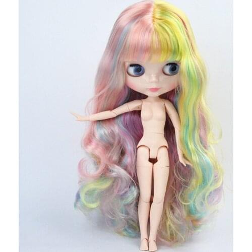 Blyth Doll Colorful Hair Curly hair Customized Body DIY Nude BJD Can Change Makeup Fashion Dolls 19 Jointed toy for Girl Gift