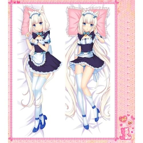 Anime Cartoon NEKOPARA Double Bolster Hugging Pillow Case Cover Pillowcase Peach Skin 2 Way / WT No.68086