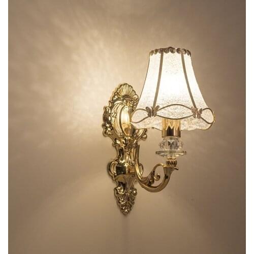 European Petal Wall Lamp Bedside Gold Single-Head TV Background Wall Lamp Bedroom Room Living Room Corridor Stair Light MJ1207