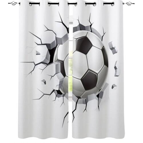 Football Wall Crack Soccer Modern Blackout Curtains For Bedroom Living Room Window Treatment Drapes High Shading Decor