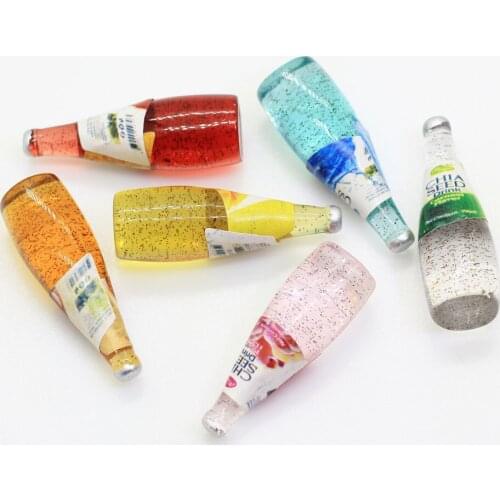 100/50pcs 3D Clear Glitter Resin Drink Bottle Decoration Flatback Cabochon Embellishment For Scrapbook DIY Accessories