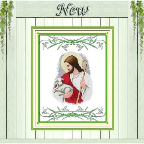 Jesus and sheep animal home Decor paintings counted printed on canvas DMC 11CT 14CT kits Cross Stitch embroidery needlework Sets