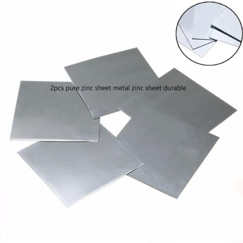 2pcs High-purity Pure Zinc Zn Sheet Plate 0.2mm Metal Foil 100mmx100mm For Power Tools