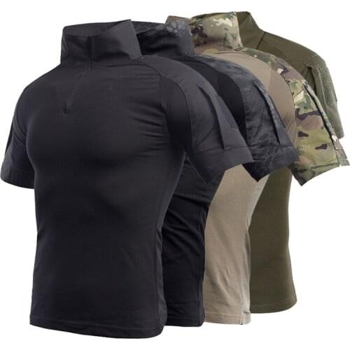 Mens Tactical T-Shirts Camouflage Army Hunting Climbing Short Sleeve T-Shirts,Assault Combat Military Hiking Shirts For Male
