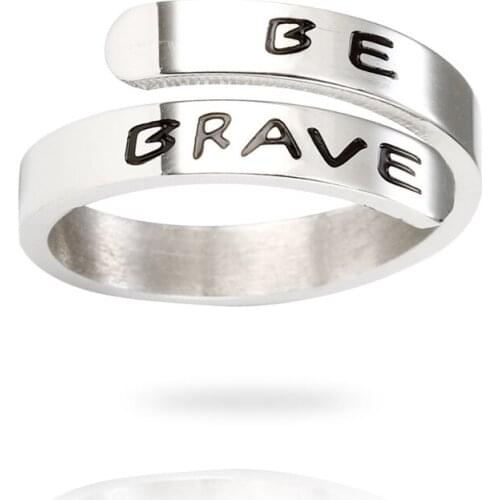 MYLONGINGCHARM Stainless Steel Ring- Be Brave-Etching engraving words-1pc-18mm inner size