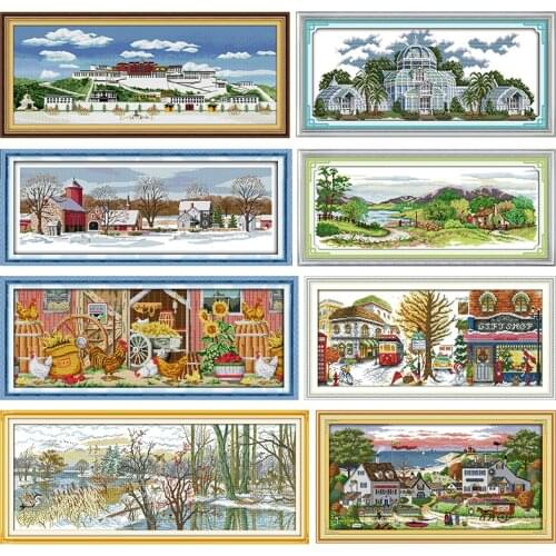 Cross-Stitch Kit Stamped Land of Idyllic Beauty Print 11CT 14CT Painting Counted Patterns Crafts Decor Embroidery Needlework Set