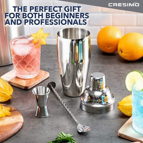 Cocktail Shaker Set Stainless Steel Bartending Kit Built-in Drink Strainer Measuring Jigger Mixing Spoon Professional Bar Tools