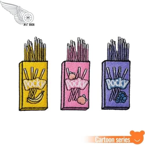 Pocky Biscuit Patch Custom DIY Any Size And Logo Embroidered Iron On Front Patches Cartoon Applique For Clothing