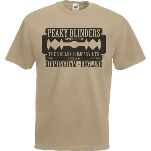 2019 New Brand Cheap Sale 100 % Cotton Khaki Peaky Blinders Spiced Rum T-Shirt Birmingham Gang Tommy Shelby Funny Shirts