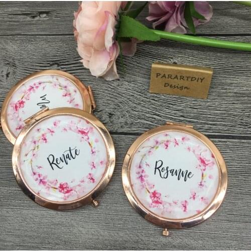 Personalize any text language Unique Custom logo Wedding Bride to be Bridesmaid gifts Personalized portable compact mirror gift