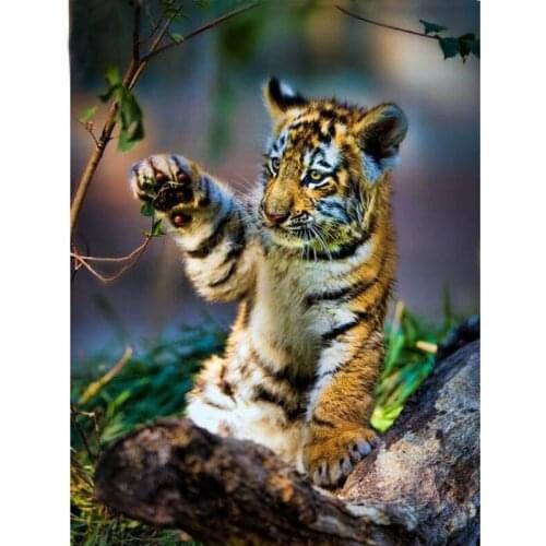 Full 5D DIY Diamond Painting Little Tiger Diamond Embroidery Rhinestone Gift Diamond Mosaic Cross Stitch Room Decorative Gift