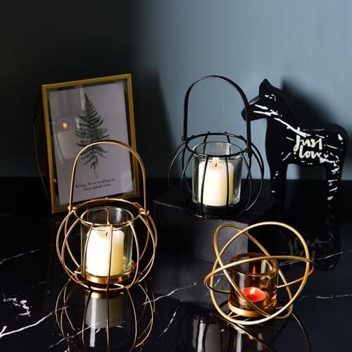 Nordic Geometric Metal Candle Holders Home Romantic Night Light Dinner Table Ornaments Props Weddings Christmas Decor Candelabra