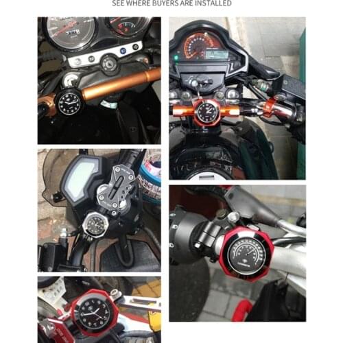 Aluminum Alloy Motorcycle Luminous Handlebar Mount Clock Watch Thermometer XXFF