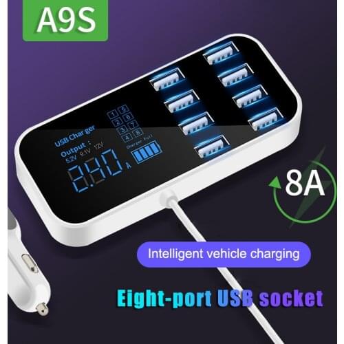 Phone Charger 8 USB Ports Overcharge Protection LCD Screen Real-Time Display Travel Adapter PUO88
