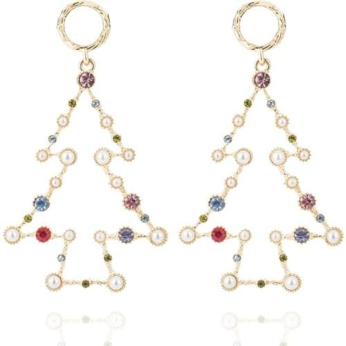 Women earrings Christmas Tree Earrings Rhinestone Ear Stud Elegant christmas earrings Jewelry Xmas Gift ear rings