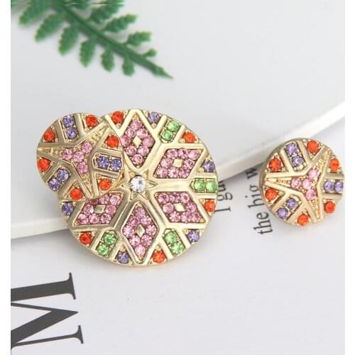 Itenice Rhinestone Earrings For Women Bohemia India Tribal Asymmetric Gold Yellow Ethnic Crystal Colorful Round Earrings New