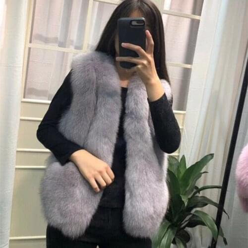 Autumn Winter Real Fox Fur Vest Women Ladies Short Natural Fox Fur Gilet Waistcoat Sleeveless Coat
