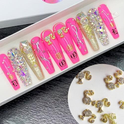 Glitter 3D Rhinestone Luxury Nail Art Charms Gem Acrylic Press On Tips Decoration Metal Alloy Designs