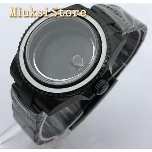 40mm black PVD sterile case sapphire glass fit NH35 NH36 ETA2836 Miyota 8205 8215 821A Mingzhu DG2813 3804 movement