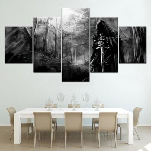 5panel Canvas Print Painting Game Posters Wall Art Pictures For Living Room Home Decoration Frame Sword Nazgul Modular Artwork