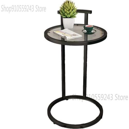 Round Small Coffee Table Living Room Shelf Sofa Side Table Tempered Glass Corner Table Bedside Table Small Round Table Nordic Si