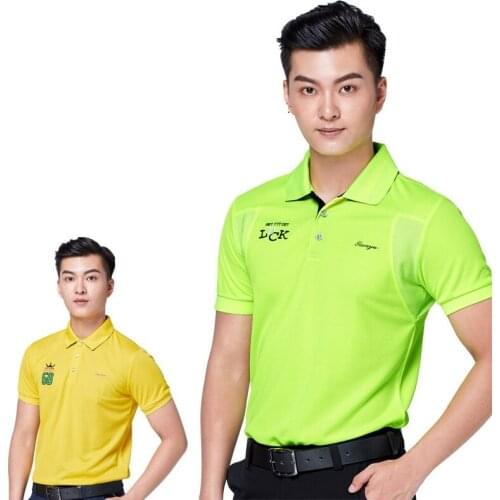 Summer Mens Training Exercise Golf Shirt Male Breathable Uniforms Shirts Quick Dry Short Sleeve Solid Top D1077