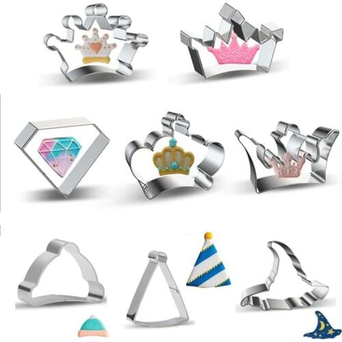 1pcs Patisserie Reposteria Diamond Crown Hat Metal Cookie Cutter Fondant Cake Decor Biscuit Pastry Mold
