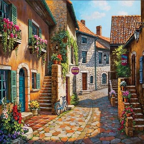European Small Town Painting Mural Photo Wallpapers Living Room Wall Art Decor Murals Wall Paper Rolls 3d Wallpaper Abstract