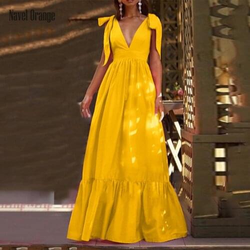 Navel Orange Long Summer Dresses