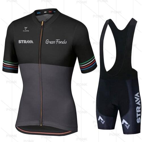 2021 New STRAVA Cycling Jersey Set MTB Mountain Bike Cycling Clothing Mens Racing Bicycle Clothes Summer Cycling Set