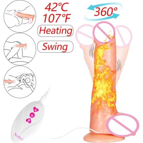 Heating Vibration Swing Penis Female Vaginal Massage Masturbator Remote Control USB Charging Suction Cup Dick Realistic Dildo