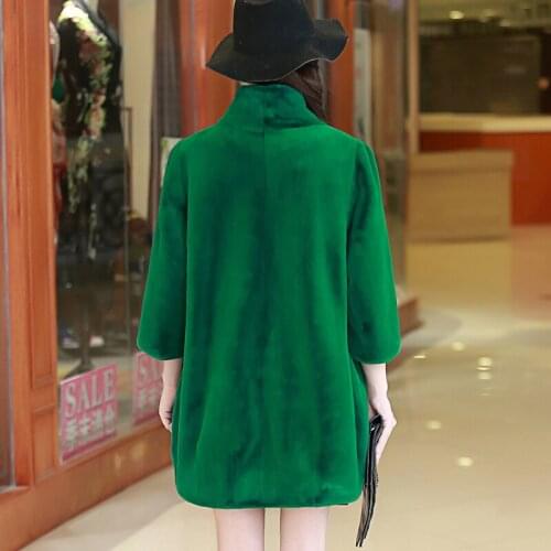 Faux Fur Coat Women Winter Jacket Plus Size Warm Soft Long Coats Outerwear Green Womens Clothing Casaco Feminino KJ298