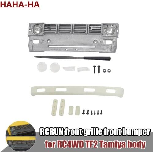 RCRUN Front Grille Bumper with Light Cover Mount for 1/10 RC Crawler RC4WD TF2 Tamiya Bruiser Hilux Pickup Body Upgrade Parts