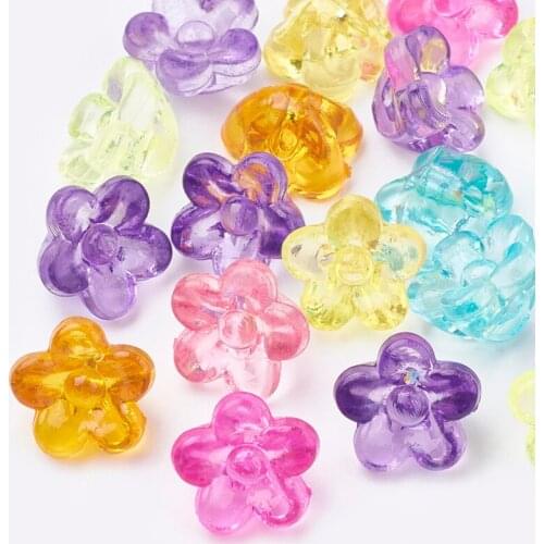 500g Transparent Acrylic Beads Star/Heart/Butterfly/Four Leaf Clover Mixed Color 13x14x5mm Hole: 1.5mm about 1130pcs/500g