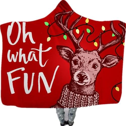 Christmas Hooded Blanket for Adults Floral Sherpa Fleece Wearable plush Throw Blanket on Bed Sofa Thick Warm