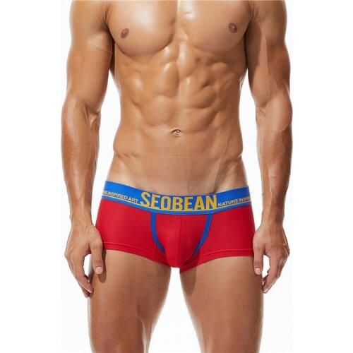 SEOBEAN New Mens Underwear Youth Sexy Color Sports Low-Waist Breathable Mesh Comfortable Boxers