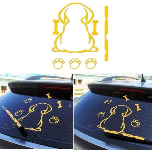 Reflective Rear Windshield Sticker Funny Cute Cartoon Dog Pattern Decoration Wiper Blade Decal Car Interior Styling