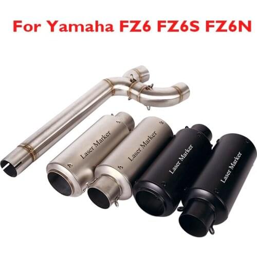 Motorcycle Exhaust System Muffler Escape Tips Baffle Middle Mid Link Tube Pipe Slip on Pipe for Yamaha FZ6 FZ6S FZ6N
