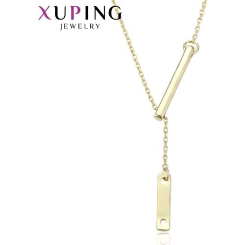 Xuping Fashion Elegant Long Necklace Chain Jewelry Light Yellow Gold Color for Women Christmas Day Gifts 43845