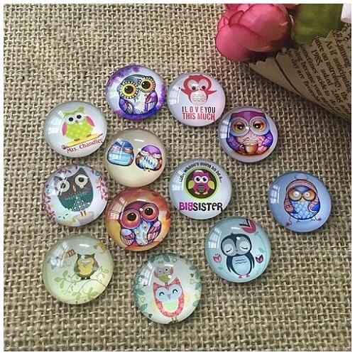 50PCS Mixed New Owl Alloy Metal Button Snap Jewelry Charm Fit For 18mm Snap Jewelry Button Bracelet&Necklace Jewelry