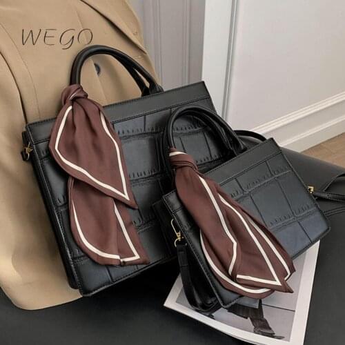 Stone Pattern Ribbon Tote Bag 2021 New High-Quality PU Leather WomenS Designer Handbag High Capacity Shoulder Messenger Bag