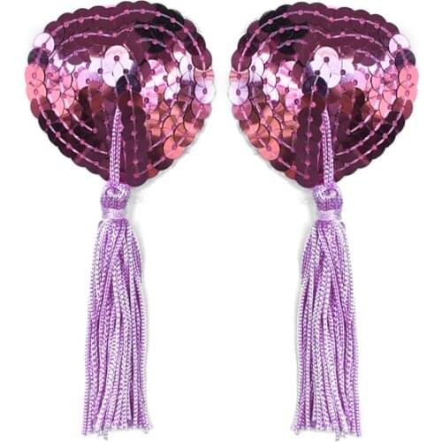 Hot Sexy Pasties Stickers Women Lingerie Sequin Tassel Breast Bra Nipple Cover Heart Shape Nipple Petals Clothing Accessories