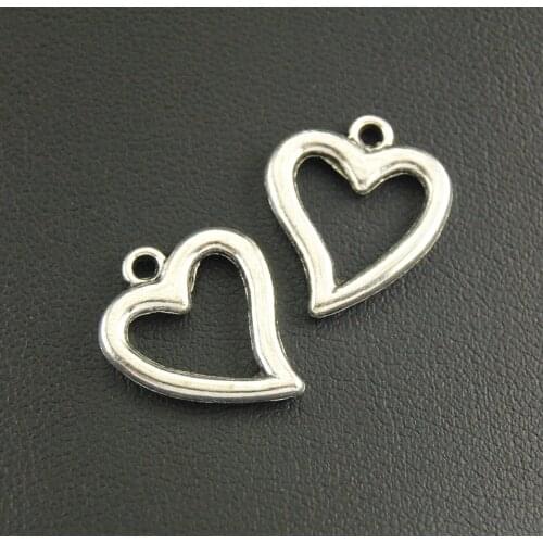 10pcs 19x15mm Metal Charms Silver Color Heart Charm Handmade Charms Pendants Jewelry Findings A897
