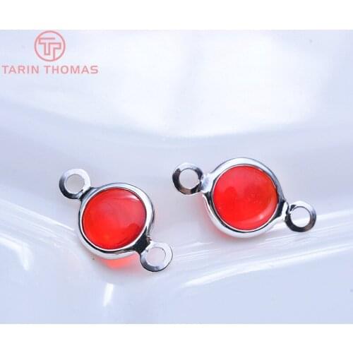 20PCS 6.5x13MM Platinum Plated Brass with Coloful Glass Connector Charms High Quality DIY Jewelry Making Findings