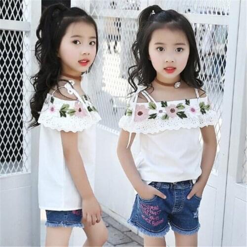 2020 Baby T Shirts Girl Solid T-Shirt Kids Tops Flowers Children Clothing Girls Tees Summer Toddler Outwear Clothes 6-15T