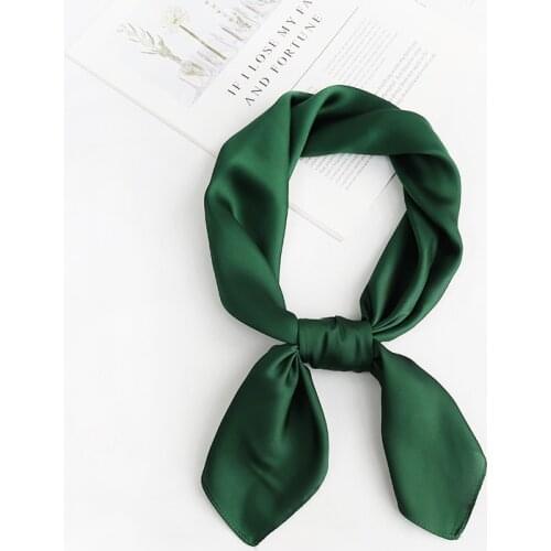 2021 New Fashion Summer Silk Square Scarf Solid For Hair Silk Neck Scarfs Female 70cm*70cm Square Bandanas Lady Scarves Foulard
